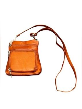 Lavive Vintage Y2K Genuine Leather Small Crossbody Organizer Bag Brown Tan